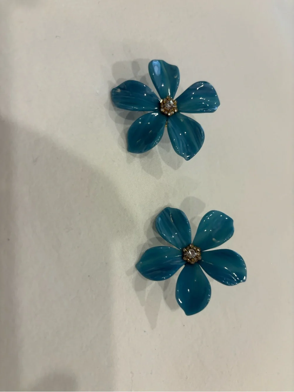 Blue Floral Statement Earrings - Women Accessories